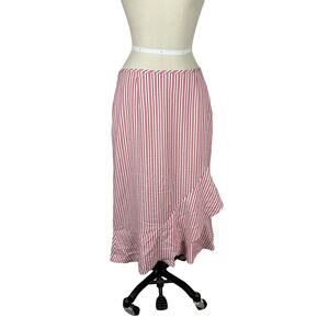 TED BAKER Coryn Layered Striped Midi Skirt Red White TB 4 US 12 NWT Preppy‎